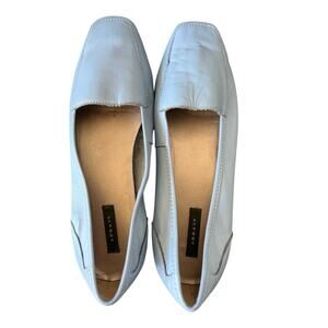 Array Vintage 90s Light Blue Leather Minimalist Square Toe Loafers